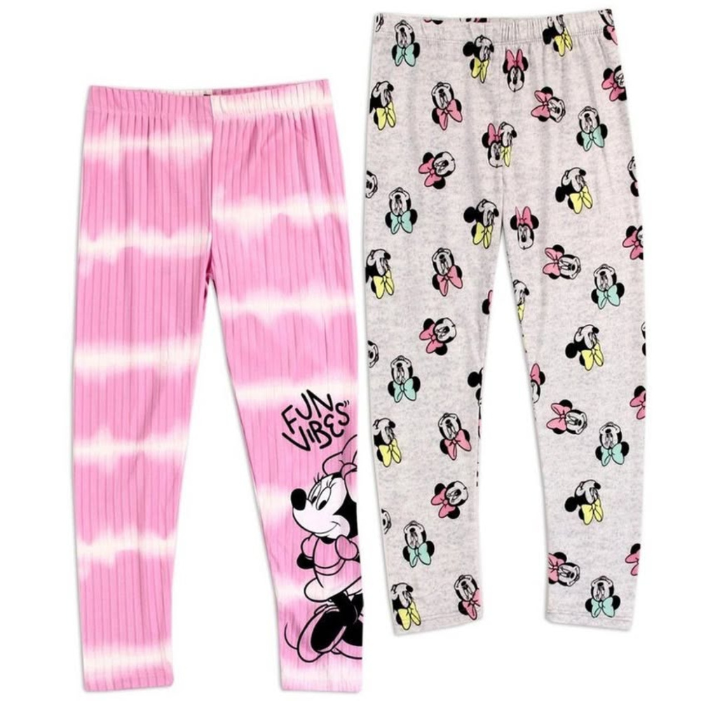 Disney MINNIE MOUSE Girls Toddler 2-Pack Leggings Tie Dye Pink Toddler 4T